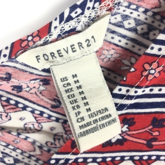 FOREVER 21 Crop Top Short Sleeve Open Back Twist Floral Southwestern Size Medium - Picture 6 of 9